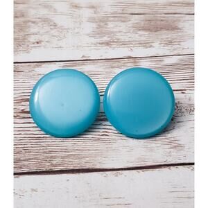 Vintage Clip On Earrings-  Light Blue Circle Just Over 1"